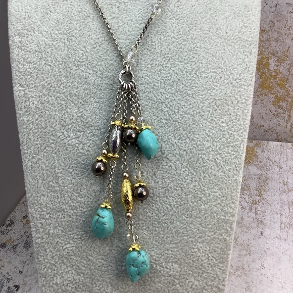 🎄🎄Brighton Turquoise  and Black Pearl Long Necklace with tin - Picture 5 of 7